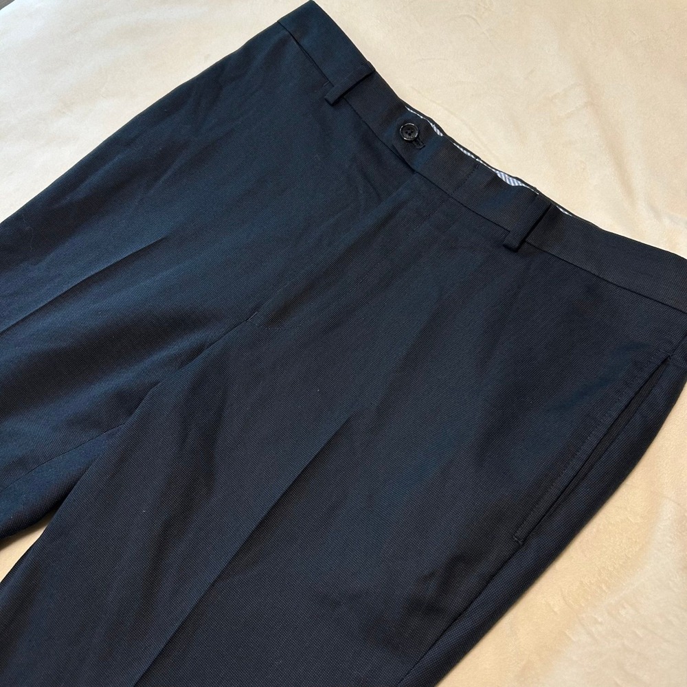 Tommy Hilfiger Mens Navy Blue Micro Texture Dress Pants Trousers 34x32